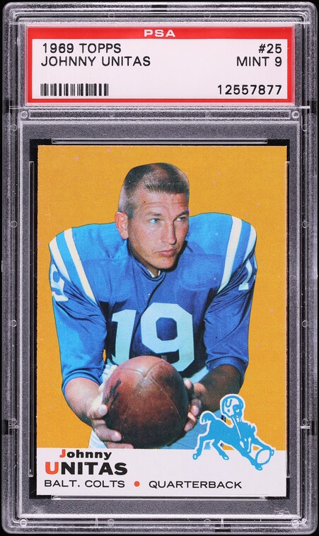 1969 Topps Football Johnny Unitas #25 PSA 9 MINT