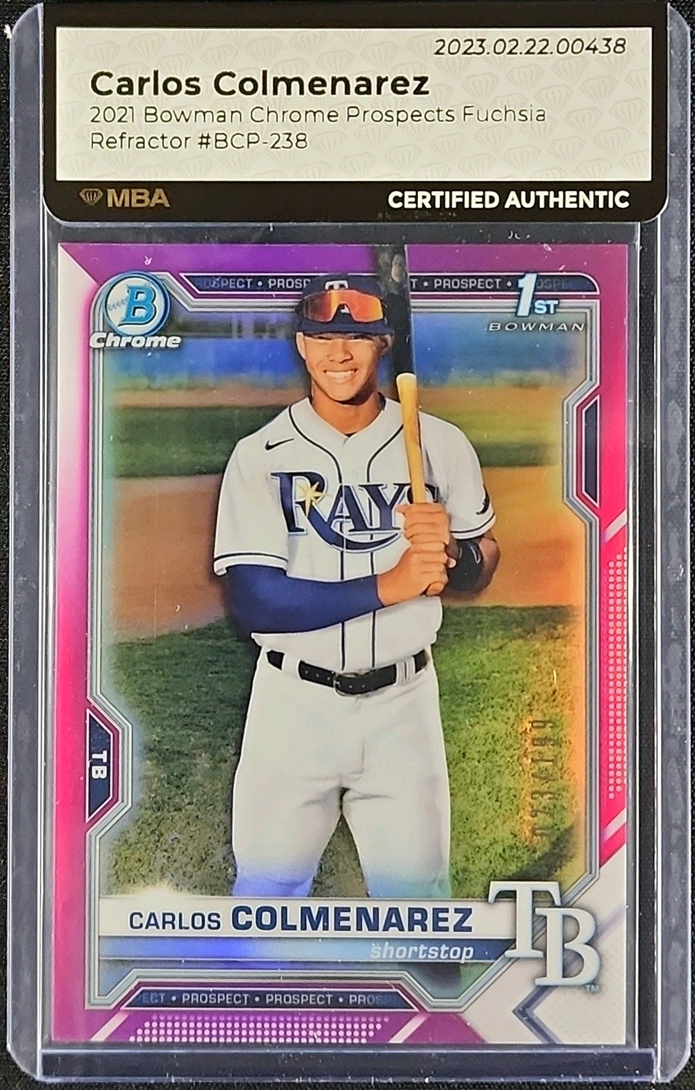 2021 Bowman Chrome Fuchsia Refractor Carlos Colmenarez ROOKIE /199 #238 MBA AUTH