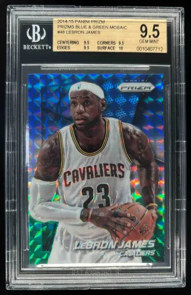 2014-15 Panini Prizm Prizms Blue and Green Mosaic #48 LeBron James BGS 9.5