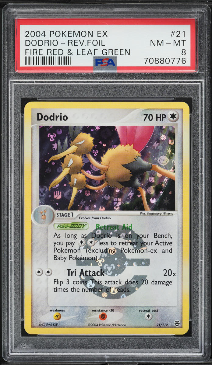 2004 Pokemon EX Fire Red & Leaf Green Reverse Holo Dodrio #21 PSA 8 NM-MT