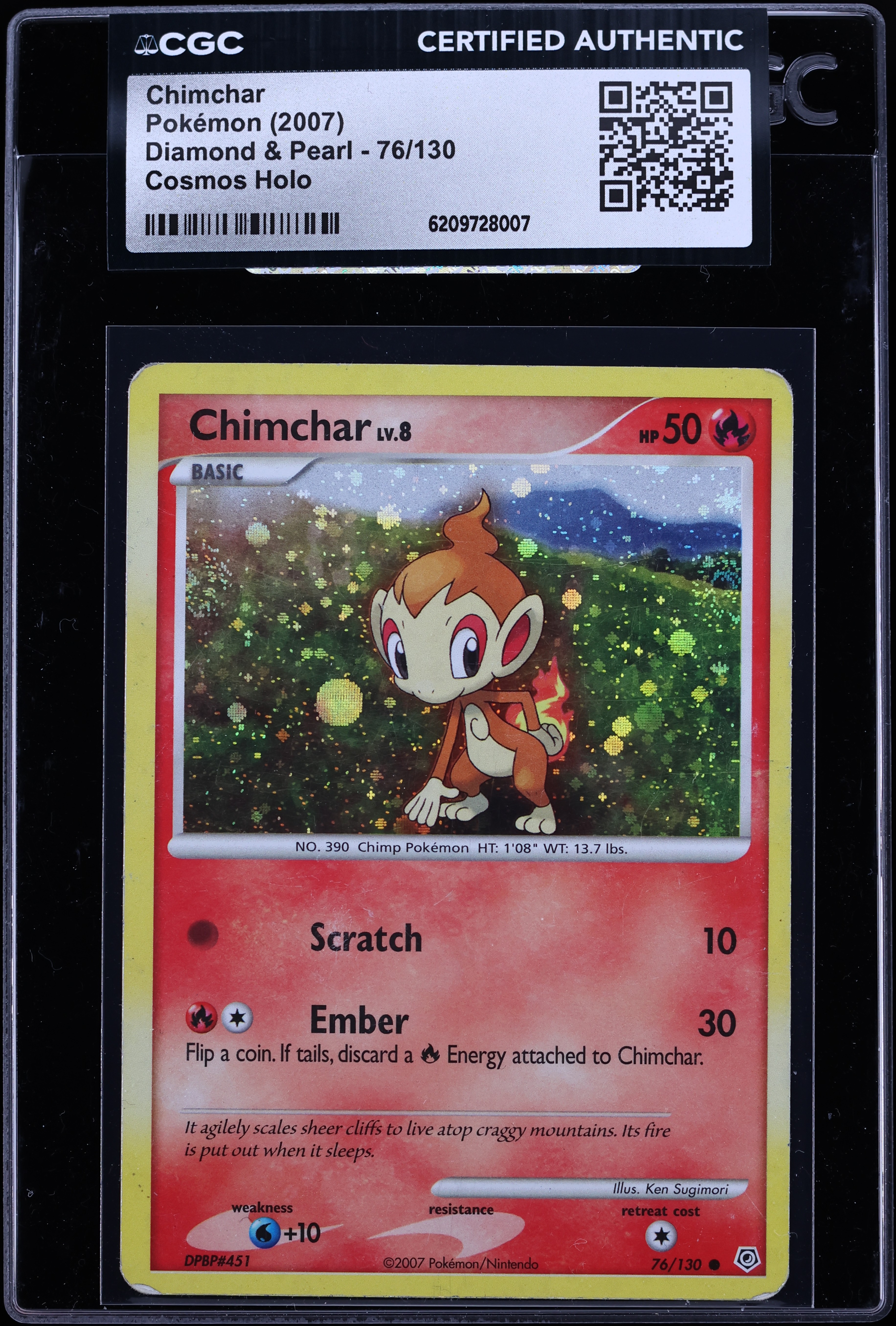 2007 Pokemon Diamond & Pearl Cosmos Holo Chimchar #76 CGC AUTH