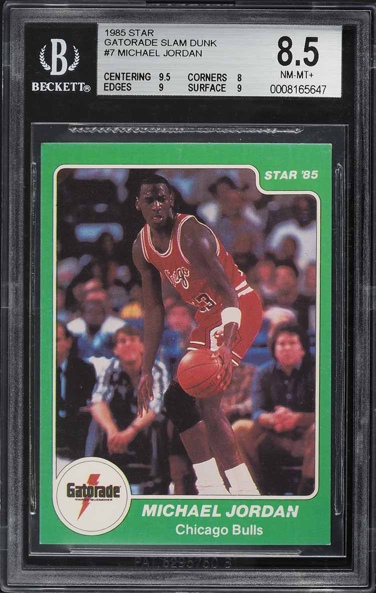 1985 Star Gatorade Slam Dunk Michael Jordan ROOKIE #7 BGS 8.5 NM-MT+