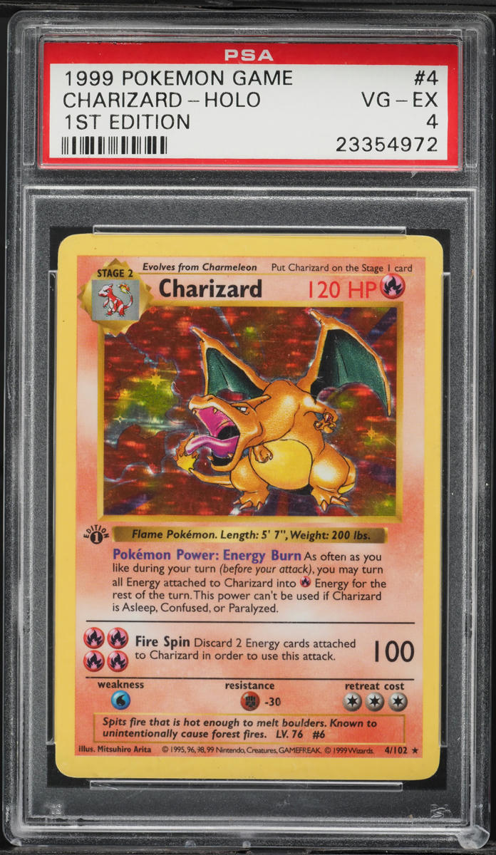 1999 Pokemon Base Set Shadowless 1st Edition Holo Charizard #4 PSA 4 VGEX