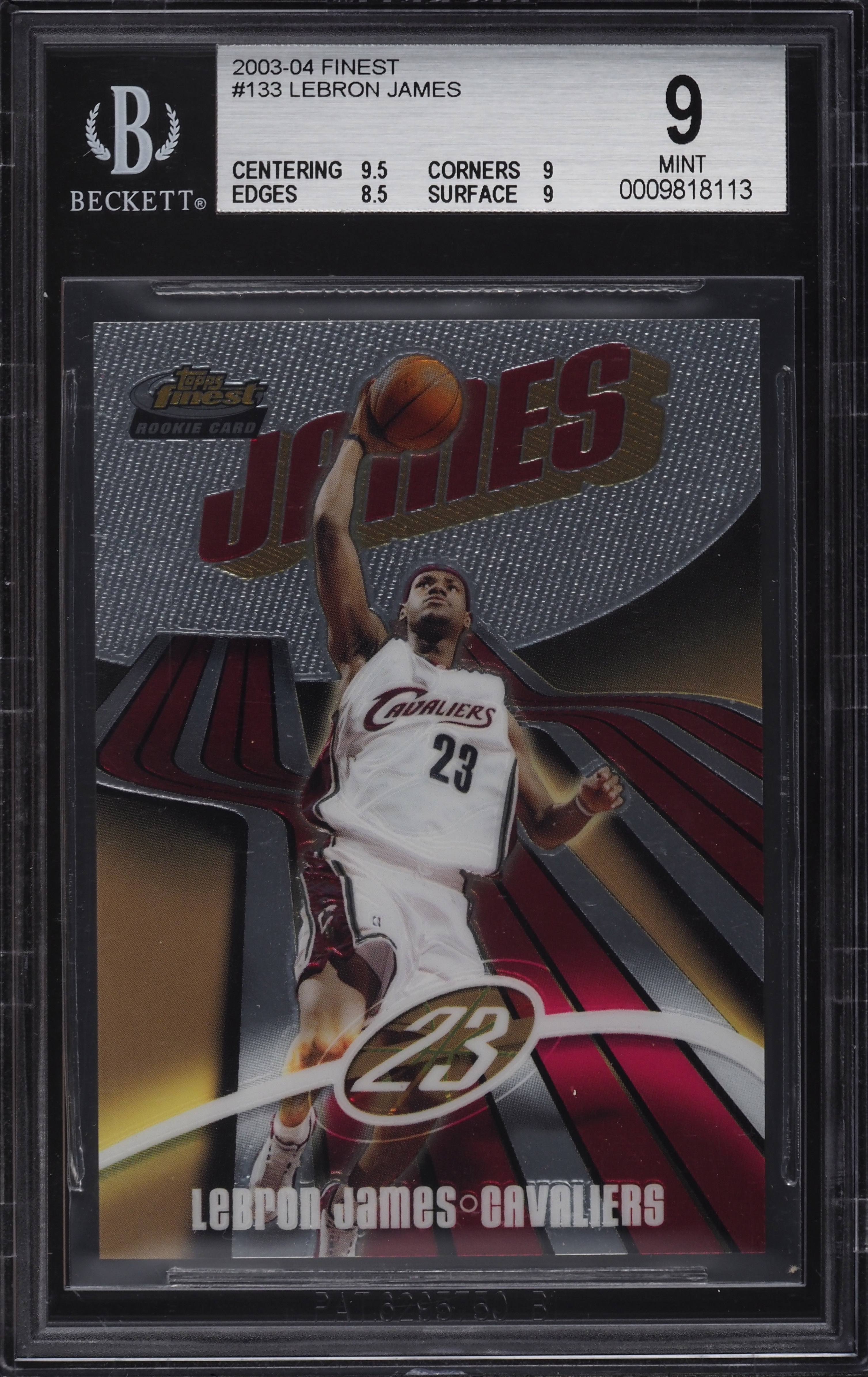 2003 Finest Basketball LeBron James ROOKIE RC /999 #133 BGS 9 MINT