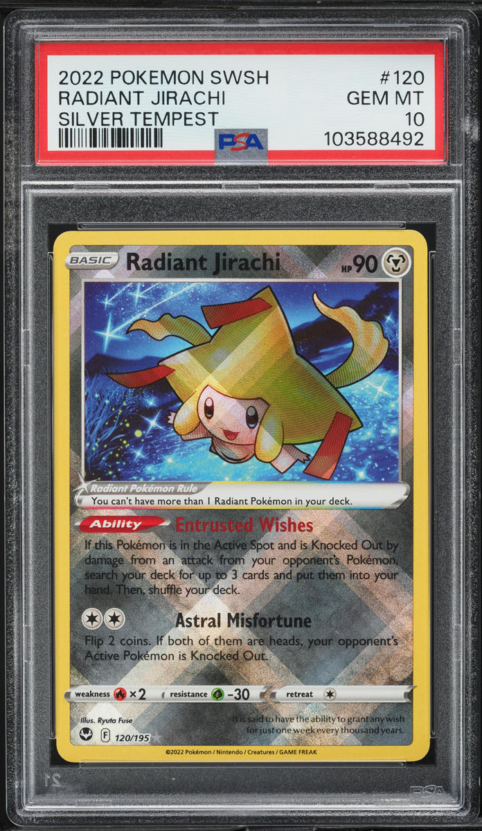 2022 Pokemon Sword & Shield Silver Tempest Radiant Jirachi #120 PSA 10 GEM MINT