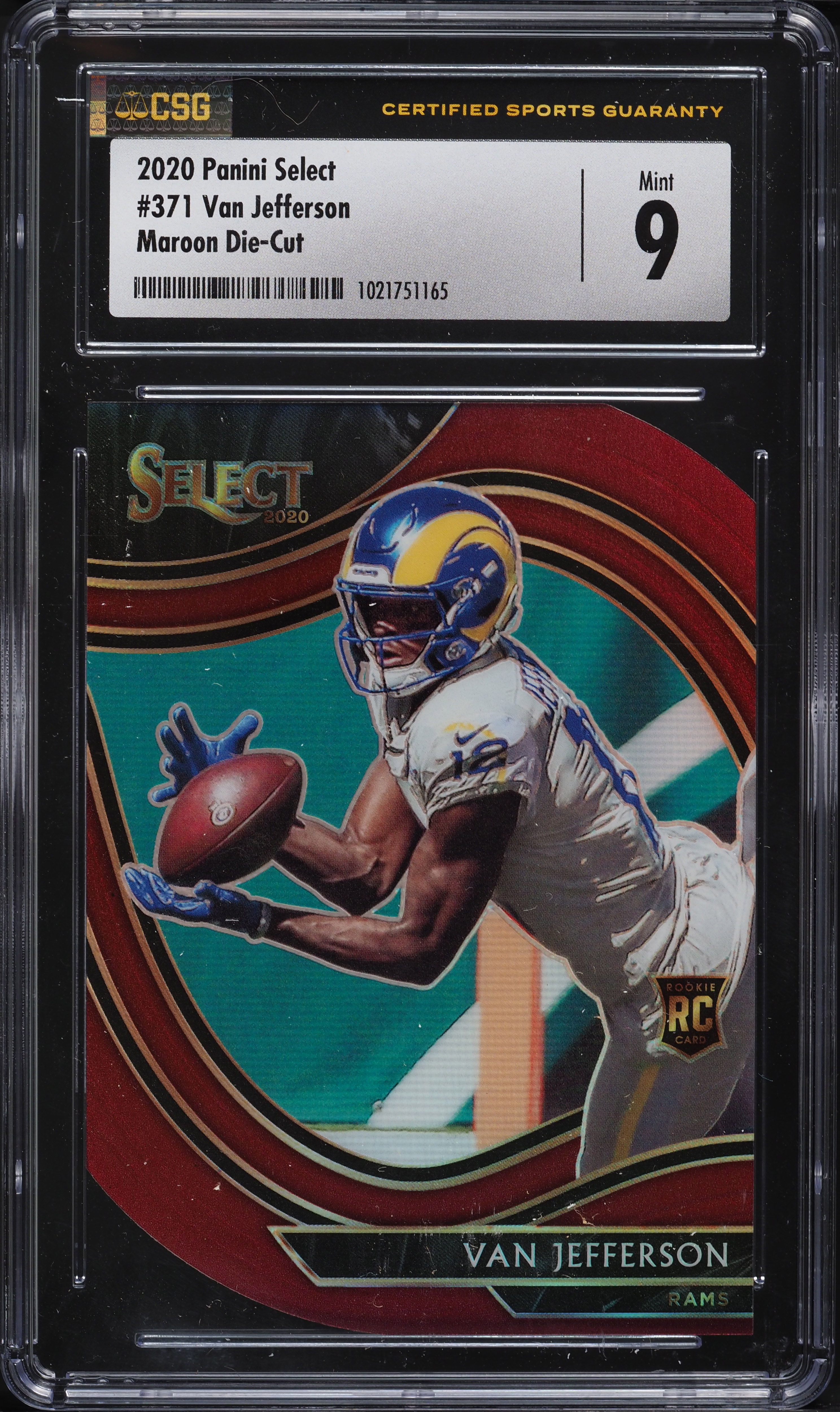 2020 Select Field Level Maroon Die-Cut Prizm Van Jefferson ROOKIE #371 CSG 9