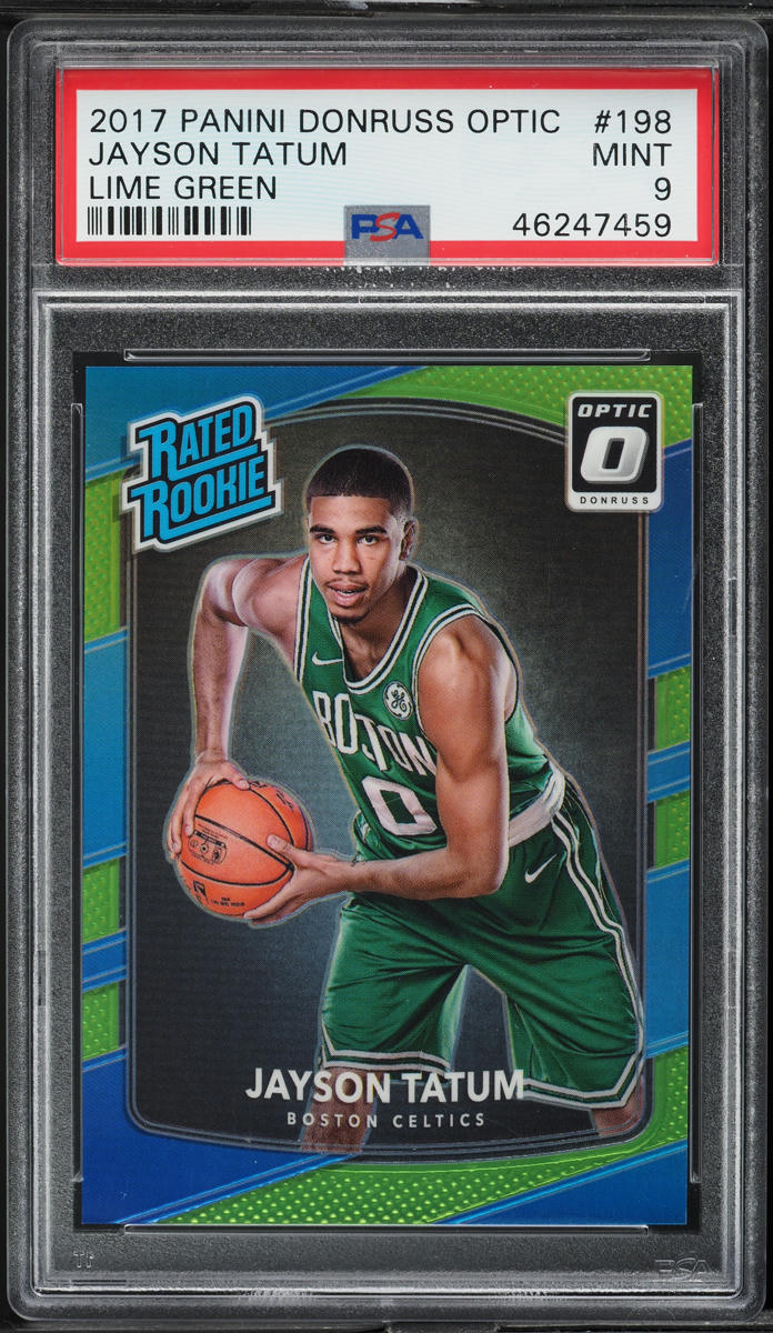 2017 Donruss Optic Lime Green Jayson Tatum ROOKIE /175 #198 PSA 9 MINT