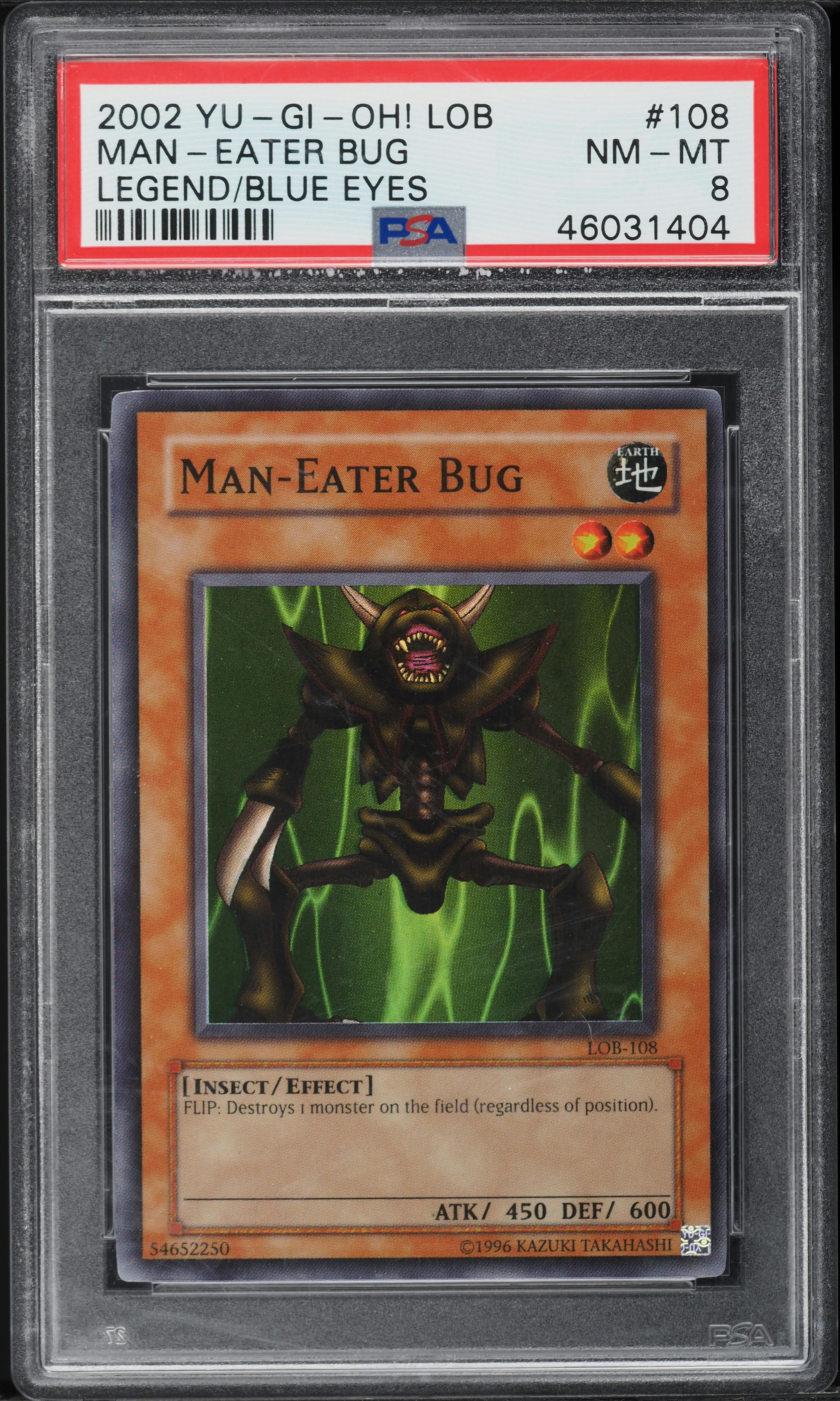 2002 Yu-Gi-Oh! Legend Of Blue-Eyes Man-Eater Bug #LOB-108 PSA 8 NM-MT
