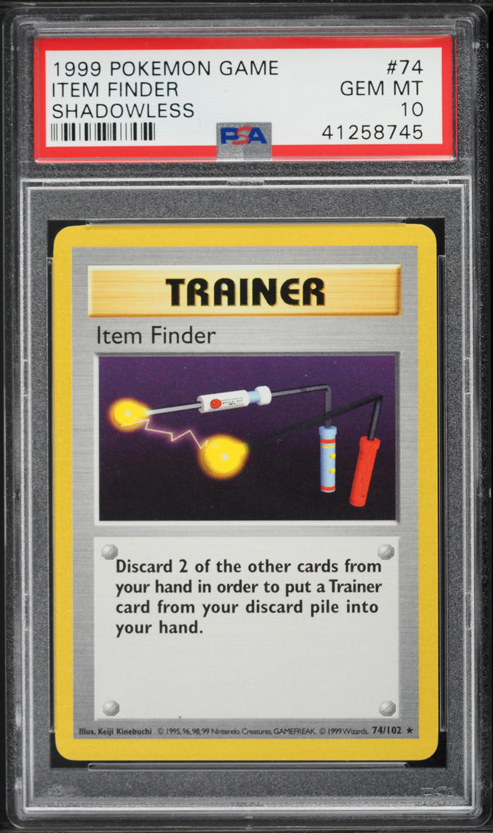 1999 Pokemon Base Set Shadowless Item Finder #74 PSA 10 GEM MINT
