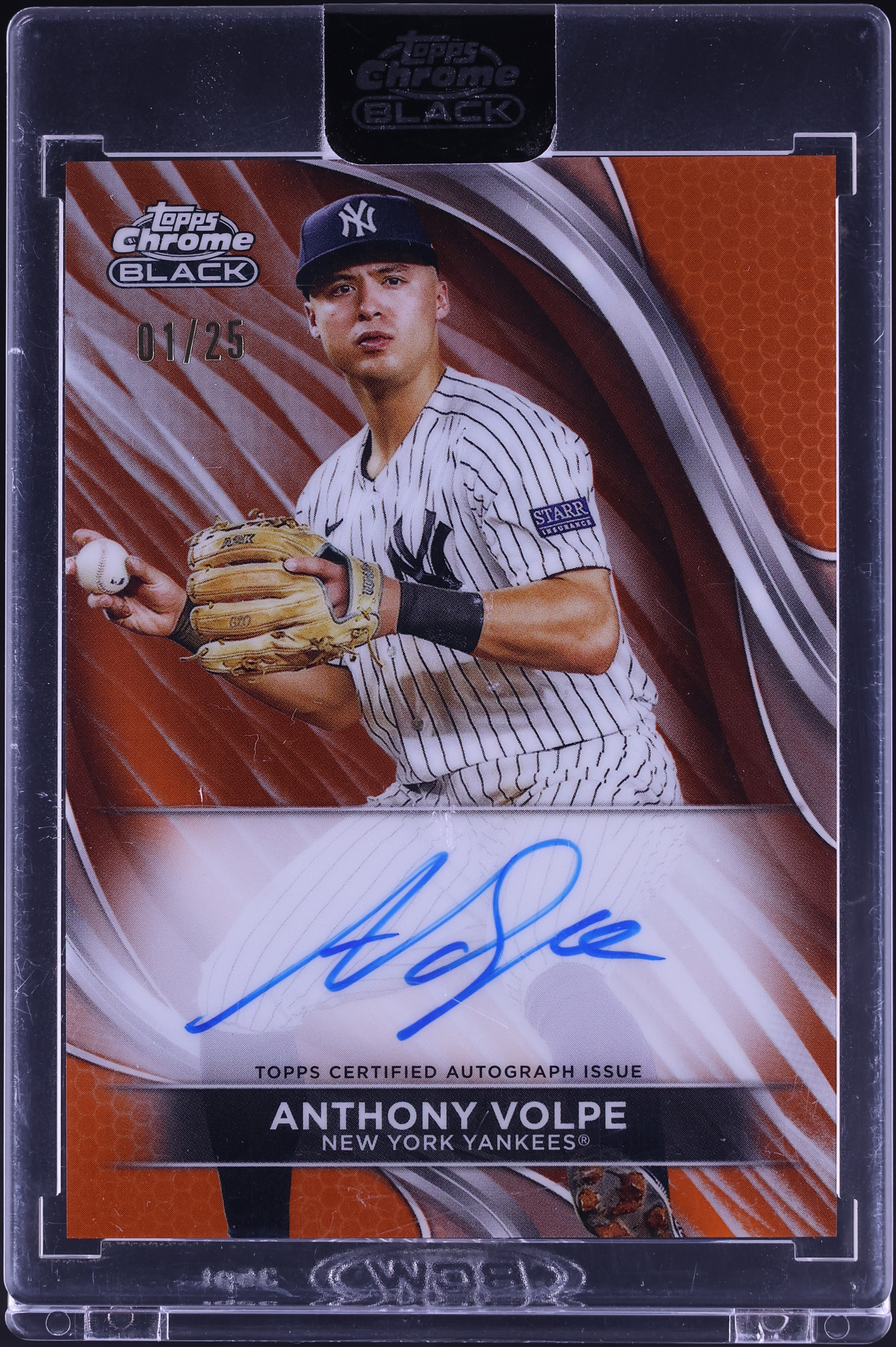 2024 Topps Chrome Black Orange Refractor Anthony Volpe AUTO 1/25 #CBA-AV