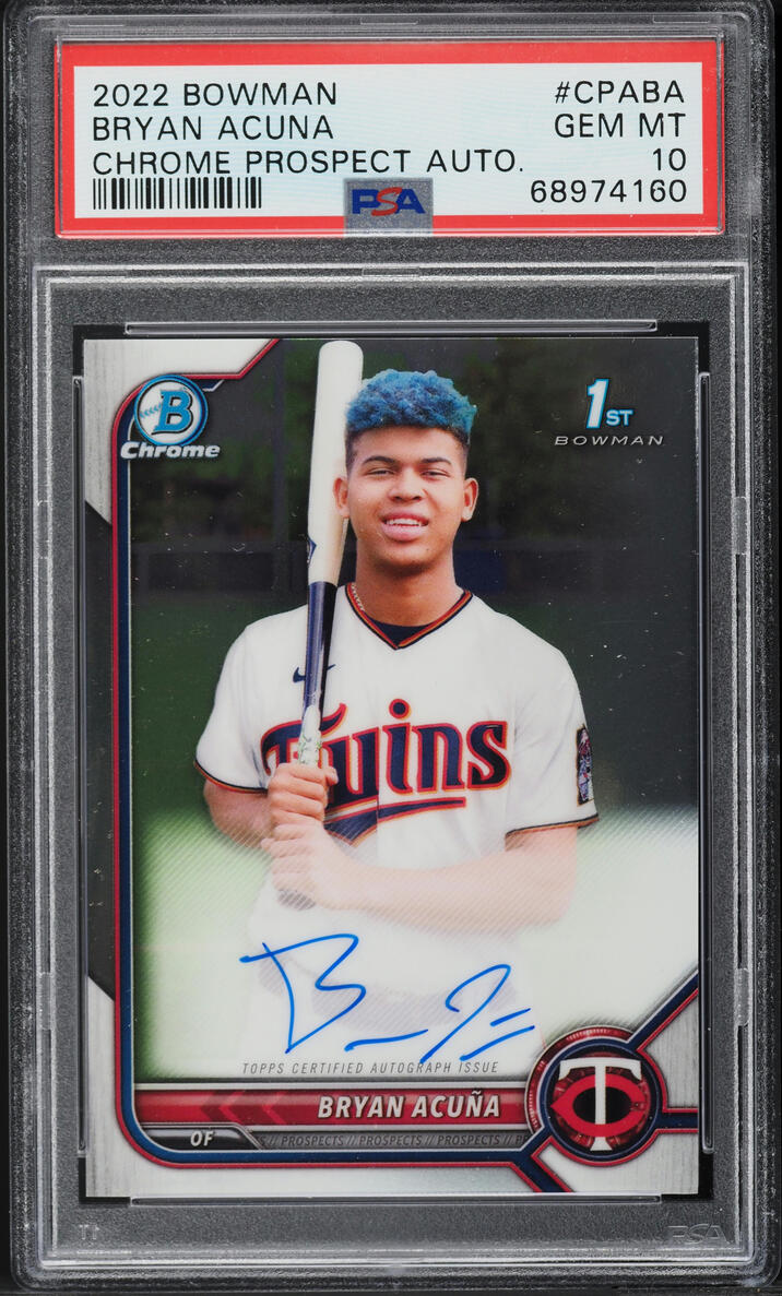 2022 Bowman Chrome Prospect Bryan Acuna AUTO #CPA-BA PSA 10 GEM MINT