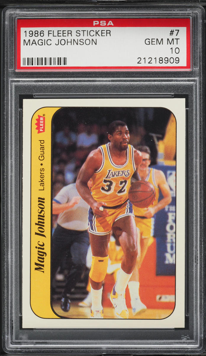 1986 Fleer Sticker Magic Johnson #7 PSA 10 GEM MINT