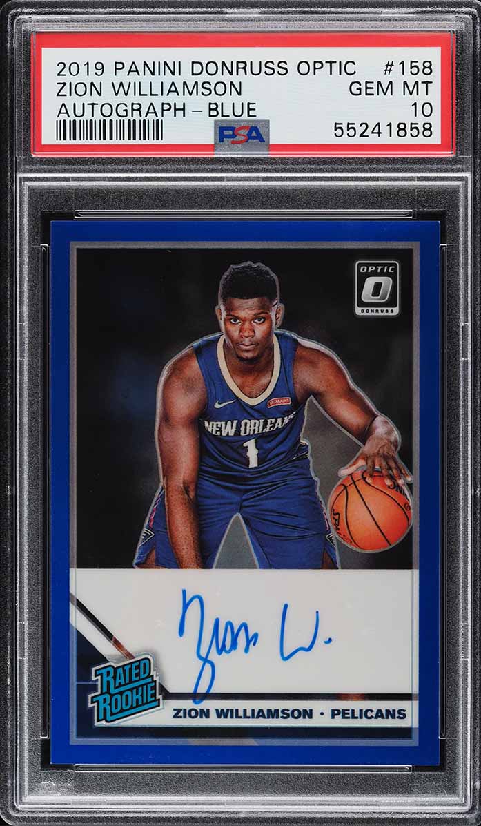 2019 Donruss Optic Blue Zion Williamson ROOKIE AUTO /49 #158 PSA 10 GEM MINT