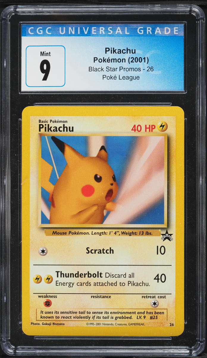 2001 Pokemon League Black Star Promo Pikachu #26 CGC 9 MINT