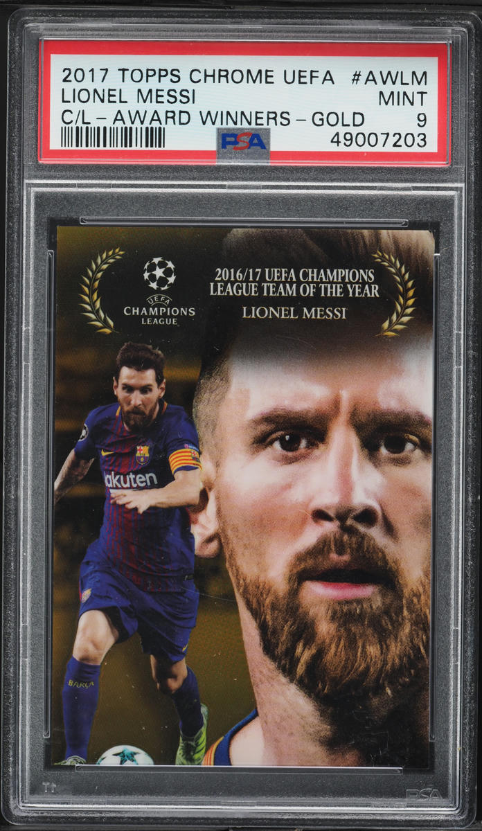 2017 Topps Chrome UEFA Award Winners Gold Lionel Messi /50 #AW-LM PSA 9 MINT
