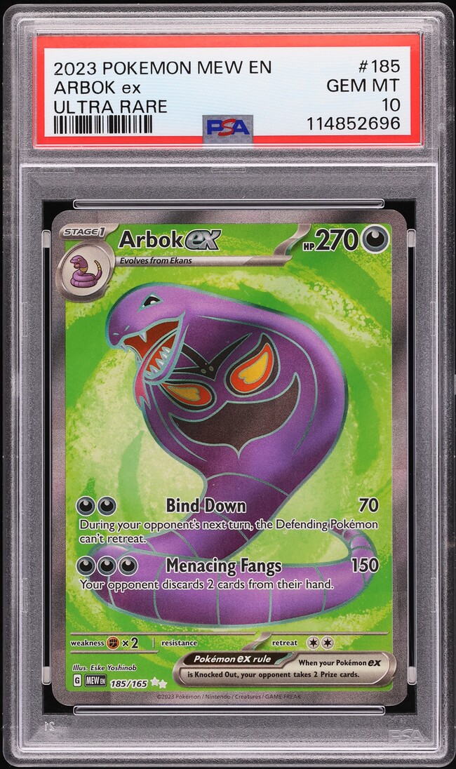 2023 Pokemon Scarlet & Violet 151 Full Art Arbok ex #185 PSA 10 GEM MINT