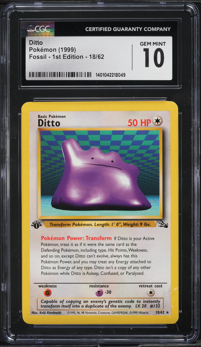 1999 Pokemon Fossil 1st Edition Ditto #18 CGC 10 GEM MINT