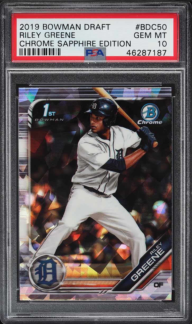 2019 Bowman Chrome Draft Sapphire Riley Greene ROOKIE #BDC-50 PSA 10 GEM MINT