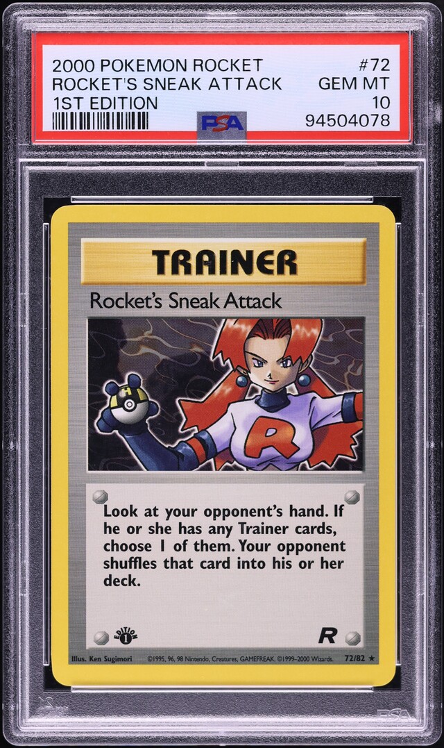 2000 Pokemon Team Rocket 1st Edition Rocket's Sneak Attack #72 PSA 10 GEM MINT
