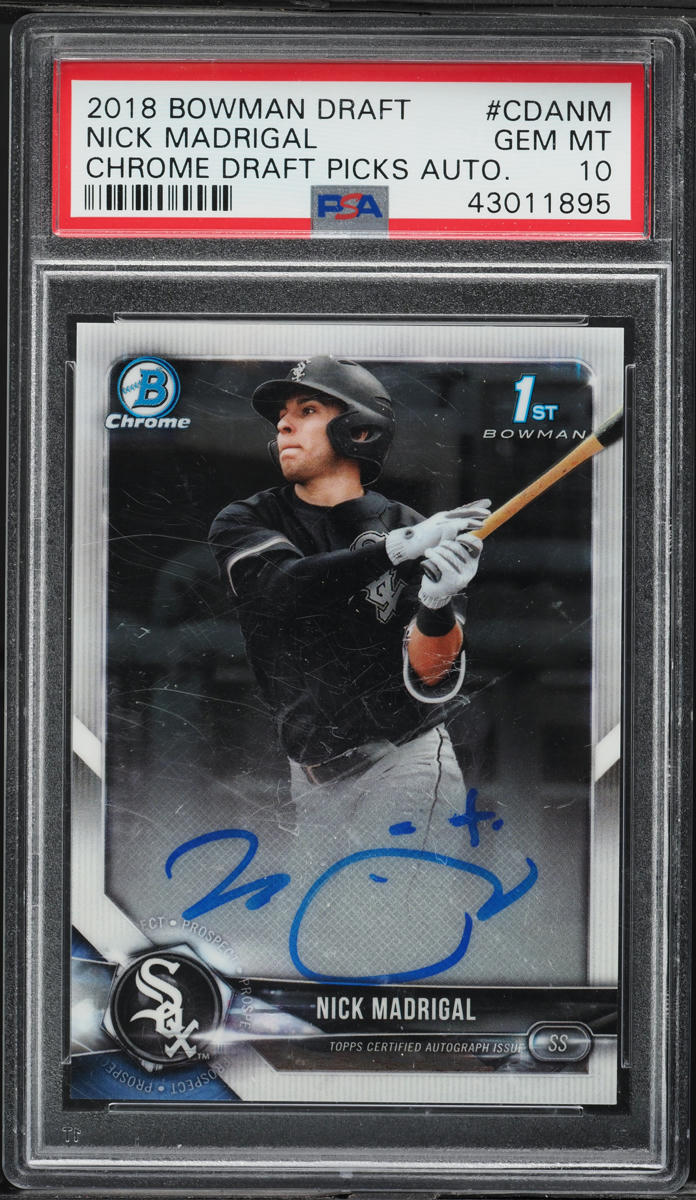 2018 Bowman Chrome Draft Nick Madrigal PROSPECT AUTO #CDA-NM PSA 10 GEM MINT