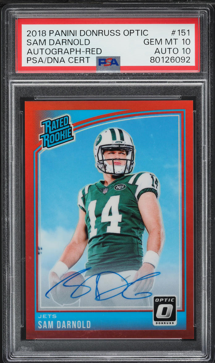 2018 Donruss Optic Red Sam Darnold ROOKIE AUTO DNA 10 /50 #151 PSA 10 GEM MINT