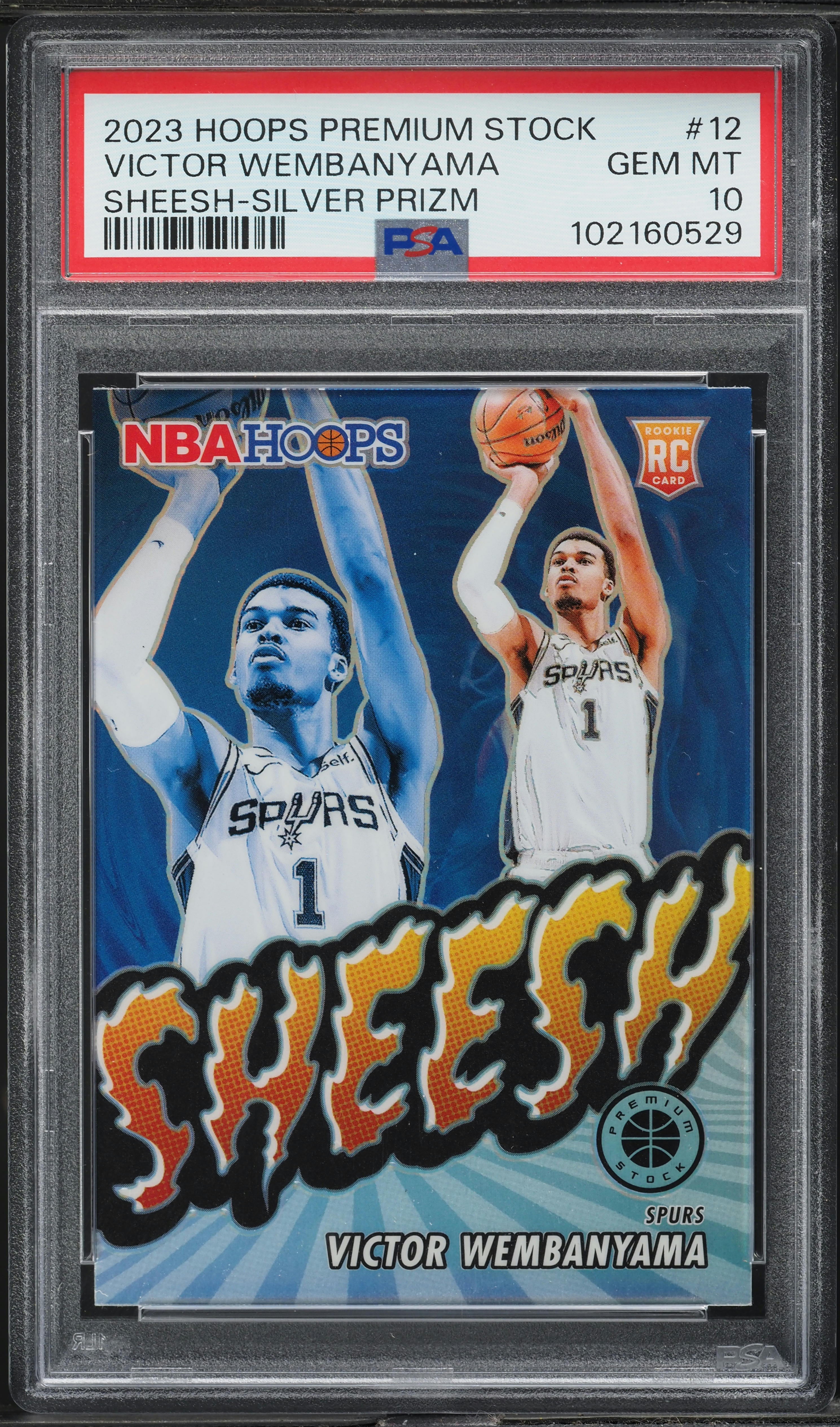 2023 Hoops Premium Stock Sheesh Silver Prizm Victor Wembanyama RC #12 PSA 10 GEM