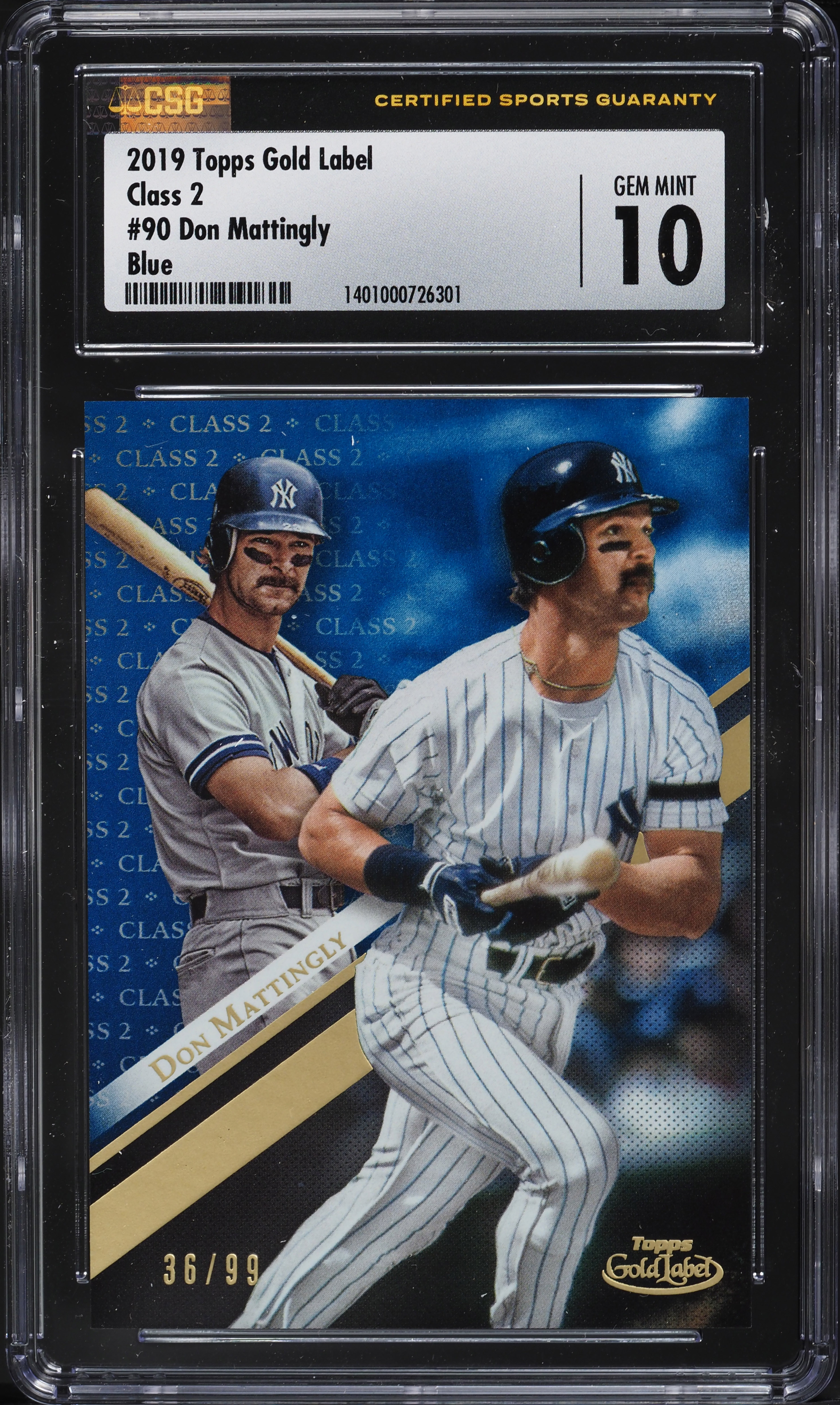 2019 Topps Gold Label Class 2 Blue Don Mattingly /99 #90 CSG 10 GEM MINT