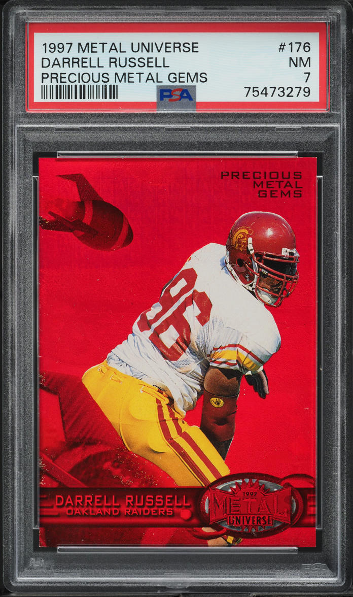 1997 Metal Universe Precious Metal Gems PMG Red Darrell Russell RC /150 PSA 7