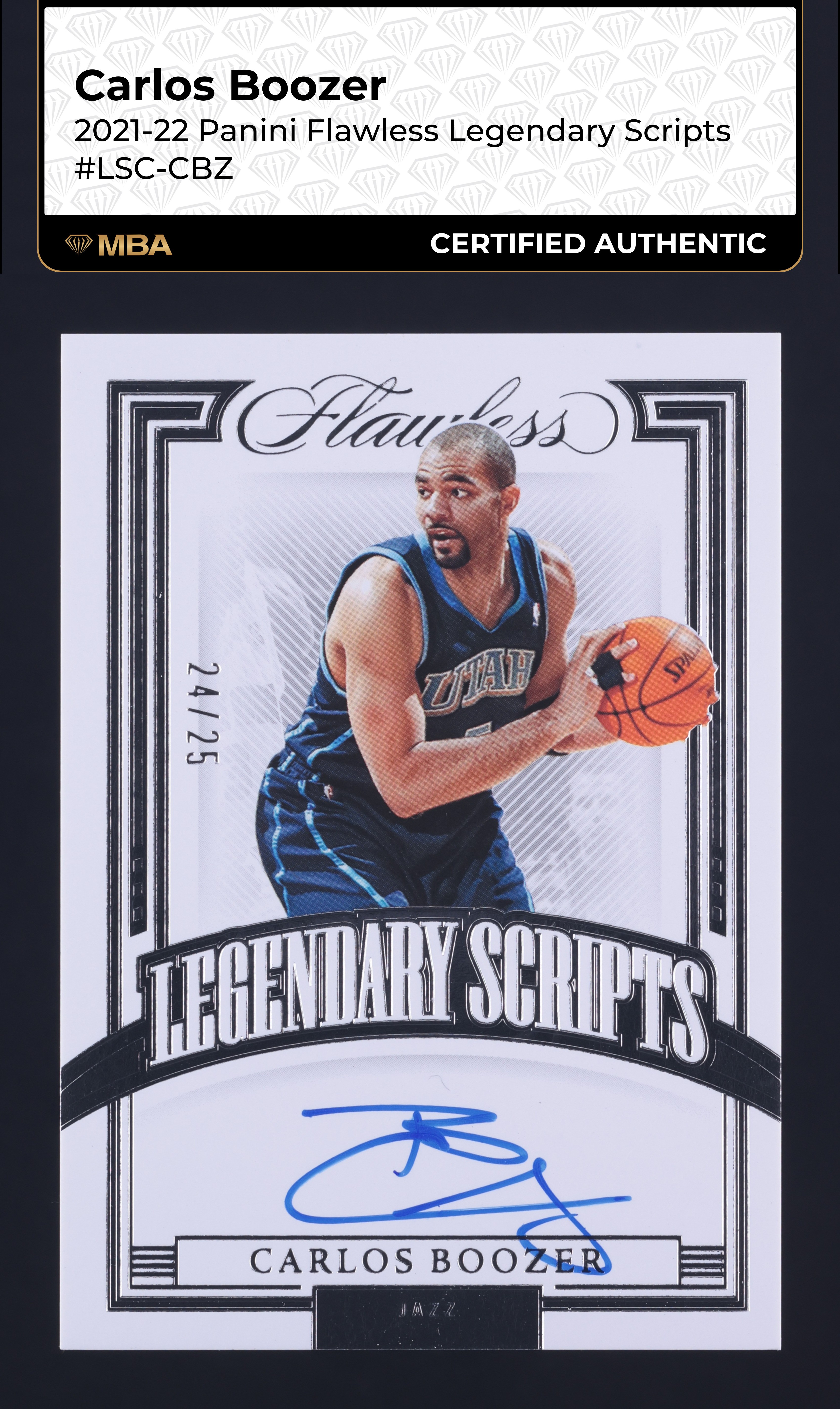 2021 Panini Flawless Legendary Scripts Carlos Boozer AUTO /25 #LSC-CBZ MBA AUTH