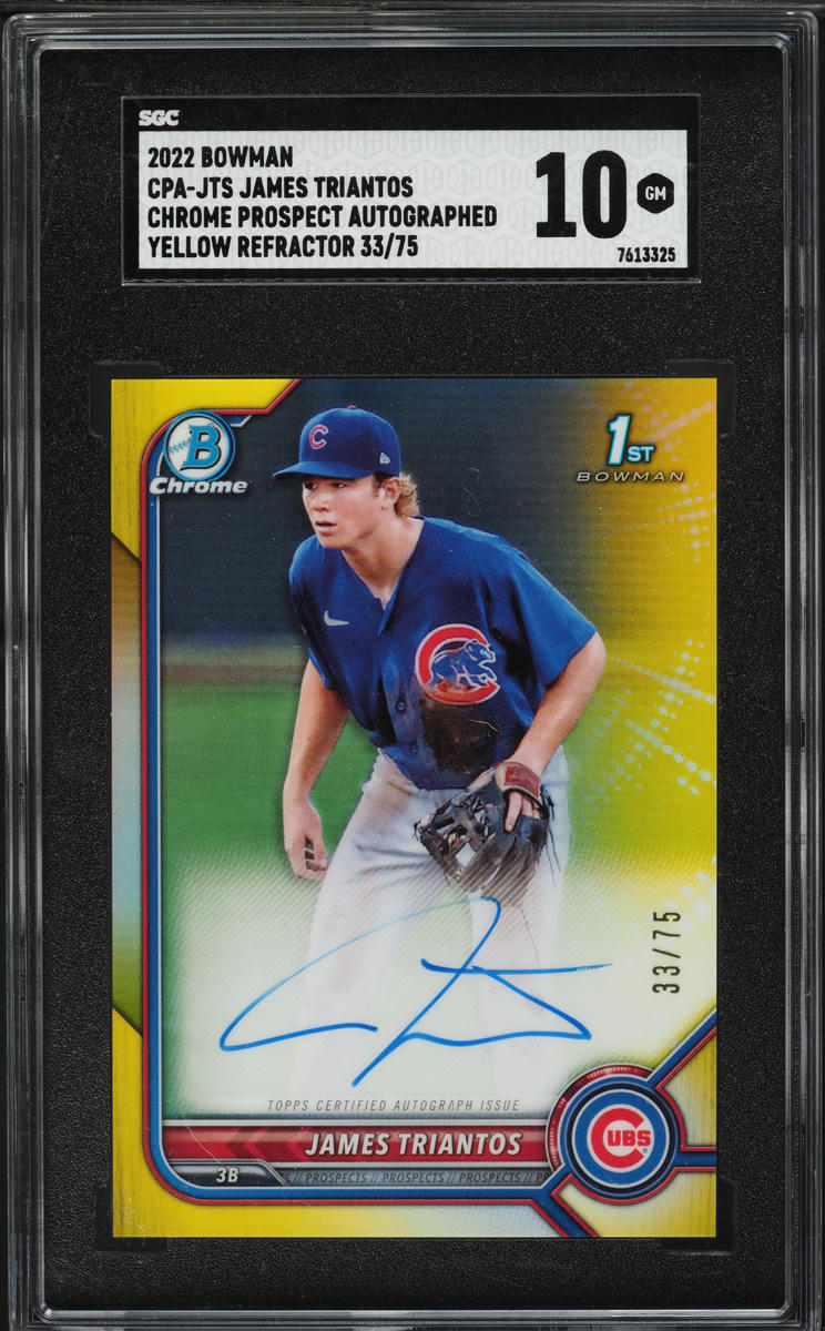 2022 Bowman Chrome Yellow James Triantos AUTO /75 #CPA-JTS SGC 10 GEM MINT