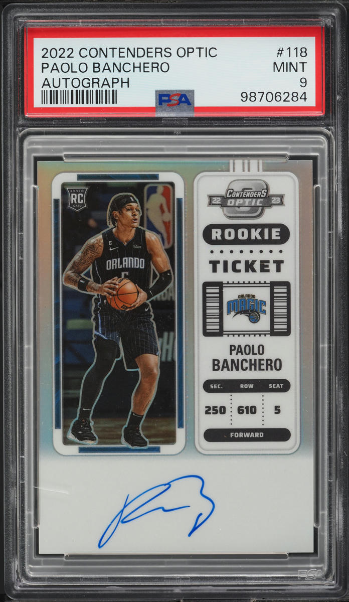 2022 Panini Contenders Optic Silver Prizm Paolo Banchero ROOKIE AUTO #118 PSA 9