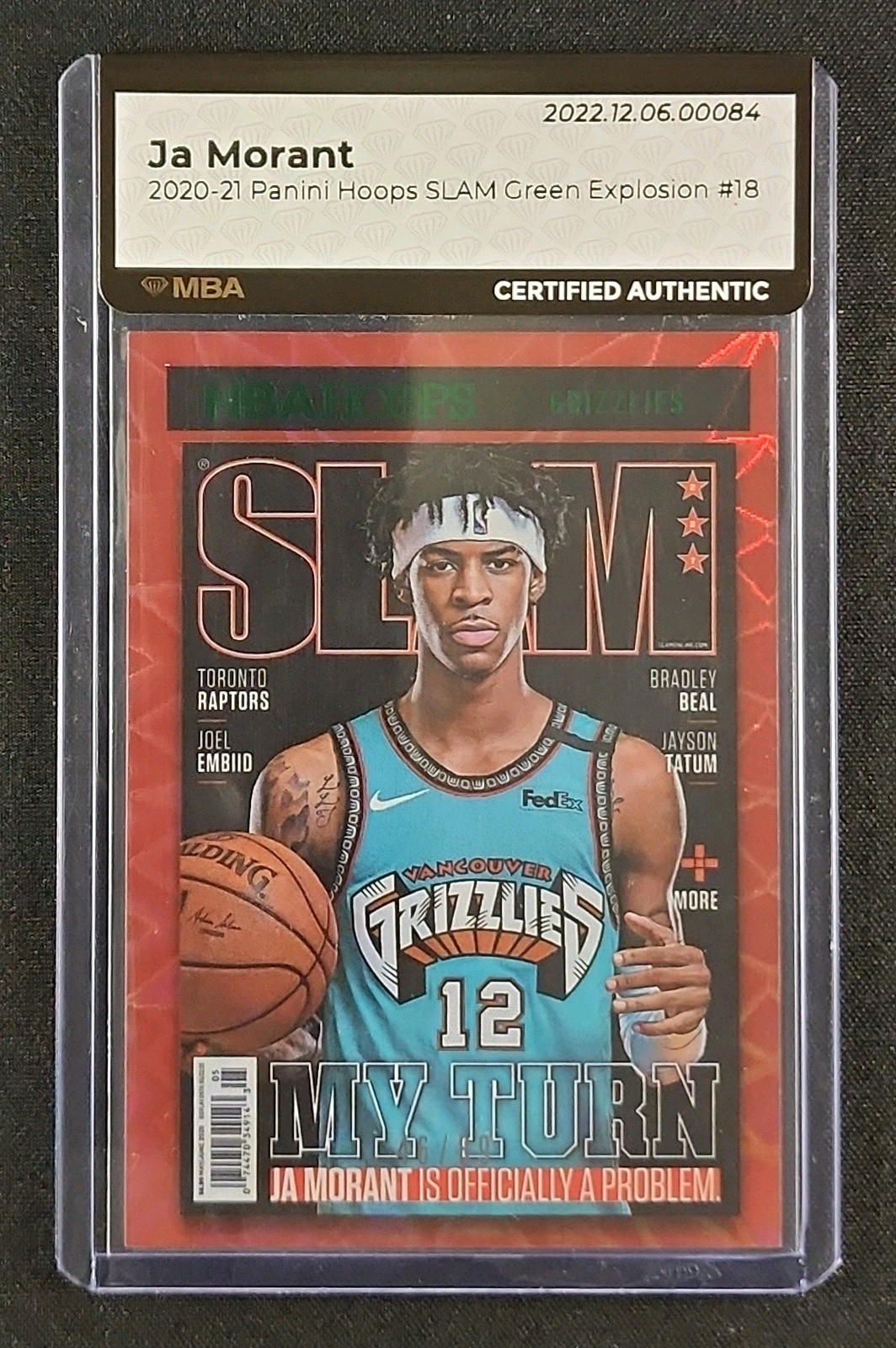 2020 Hoops Slam Green Explosion Ja Morant /89 #18 MBA AUTH