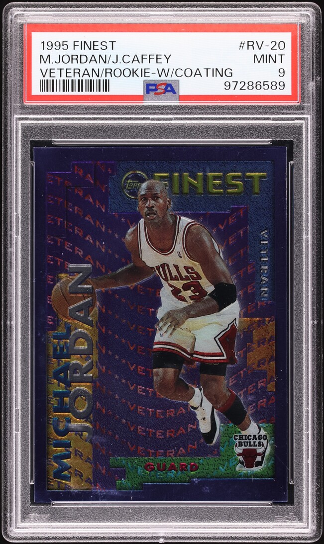1995 Finest Veteran w/ Coating Michael Jordan & Jason Caffey ROOKIE #RV20 PSA 9