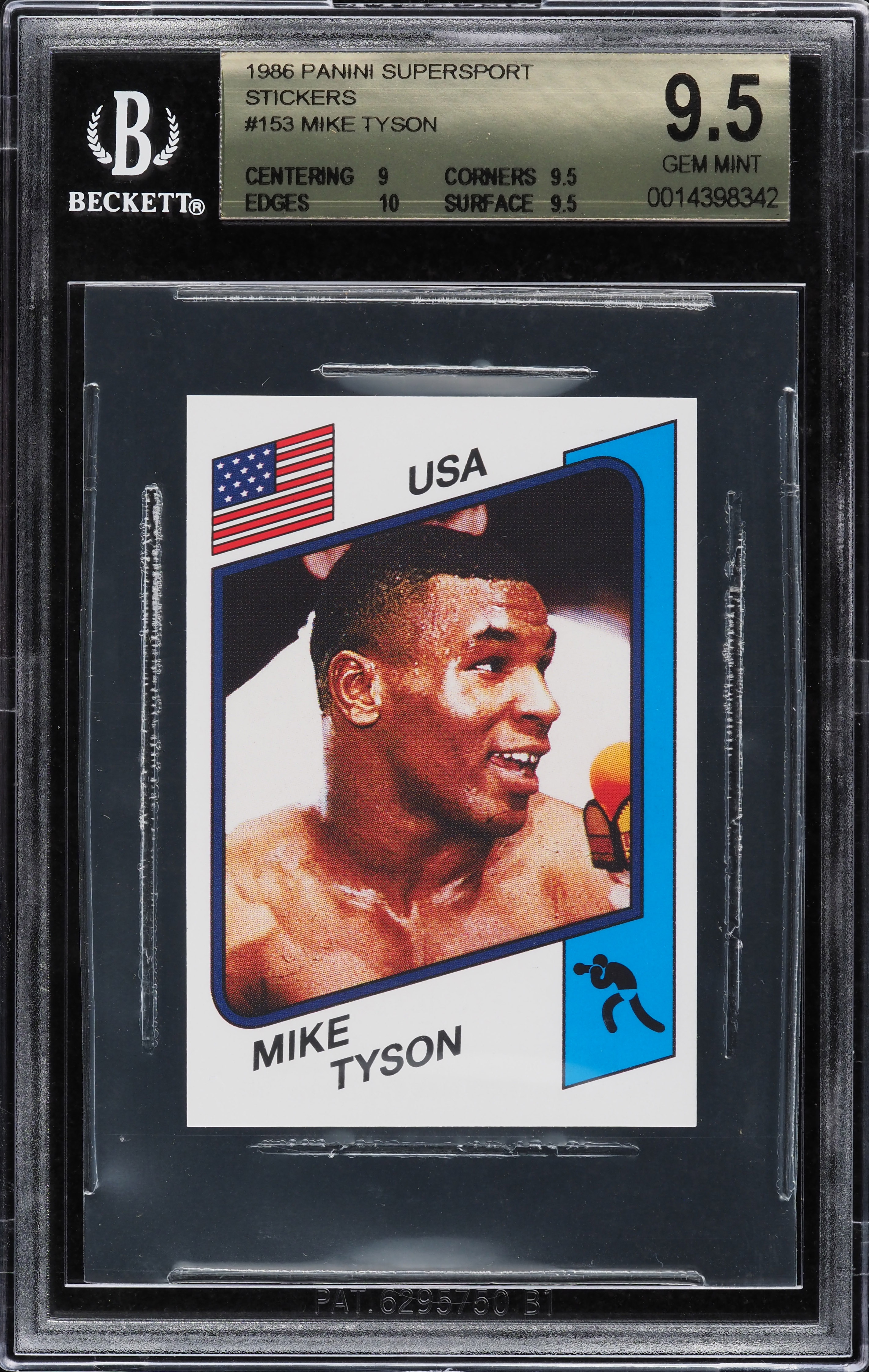 1986 Panini Supersport Italian Mike Tyson ROOKIE #153 BGS 9.5 GEM MINT
