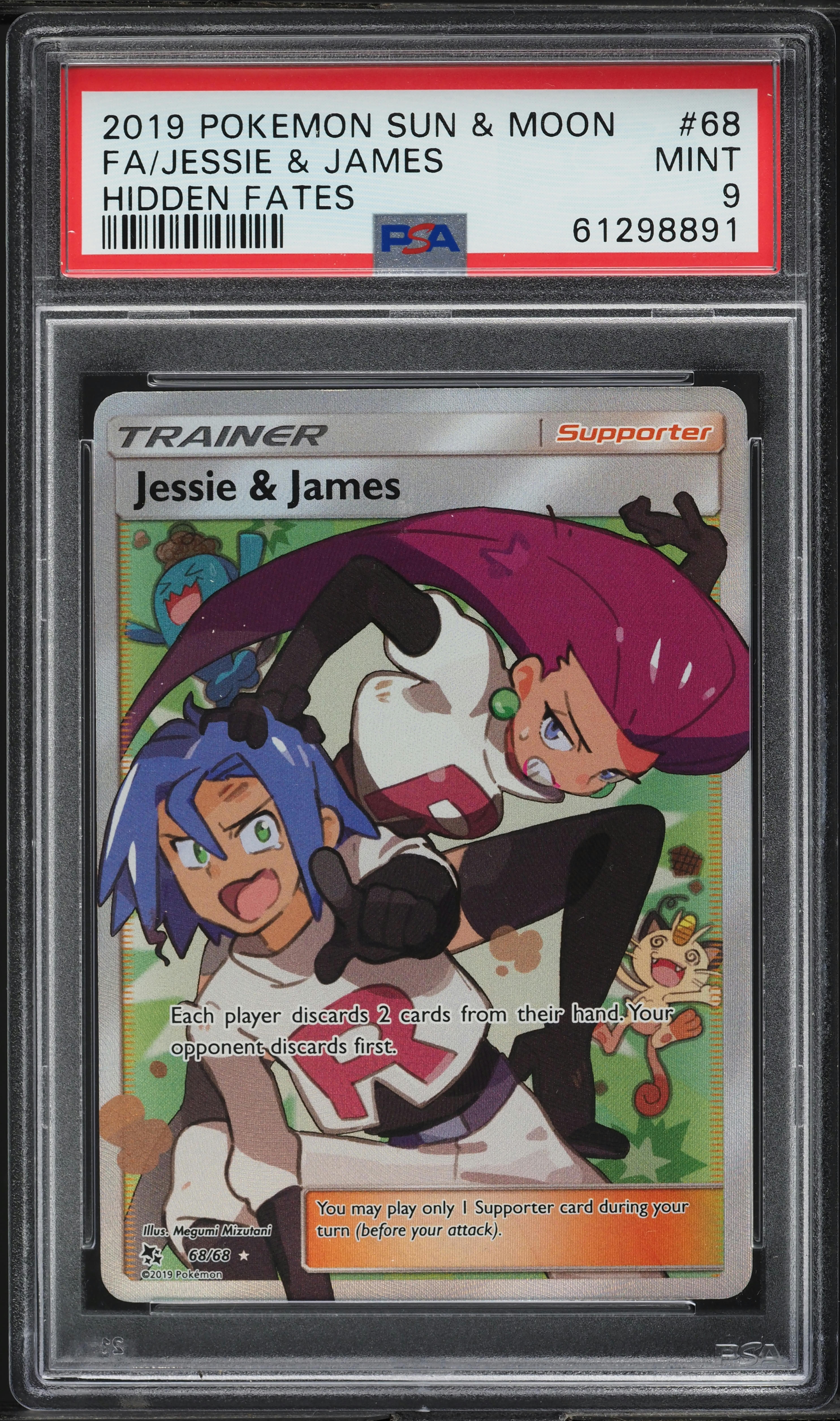 2019 Pokemon Sun & Moon Hidden Fates Full Art Jessie & James #68 PSA 9 MINT