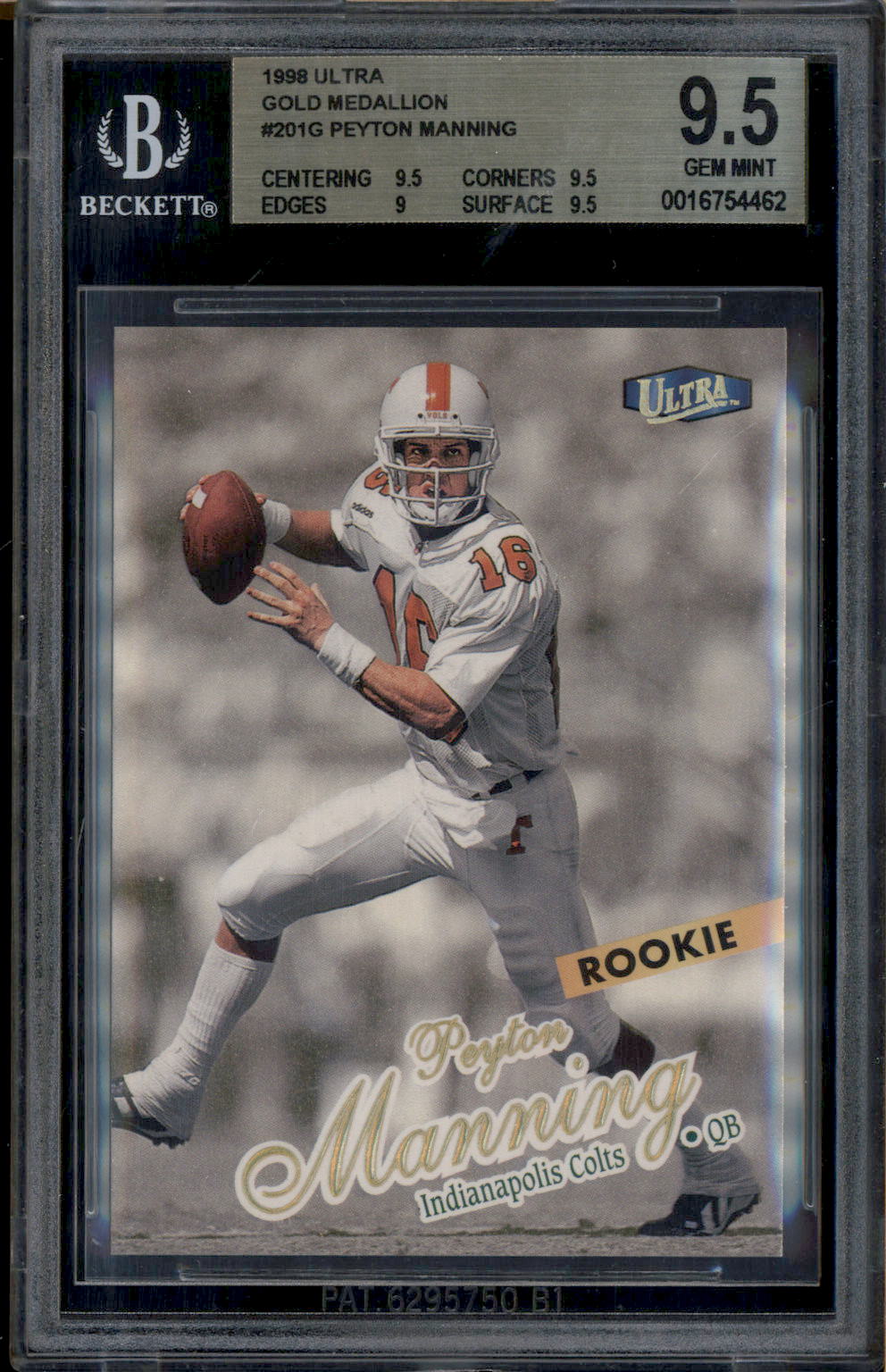 1998 Ultra Gold Medallion #201G Peyton Manning RC Rookie BGS 9.5