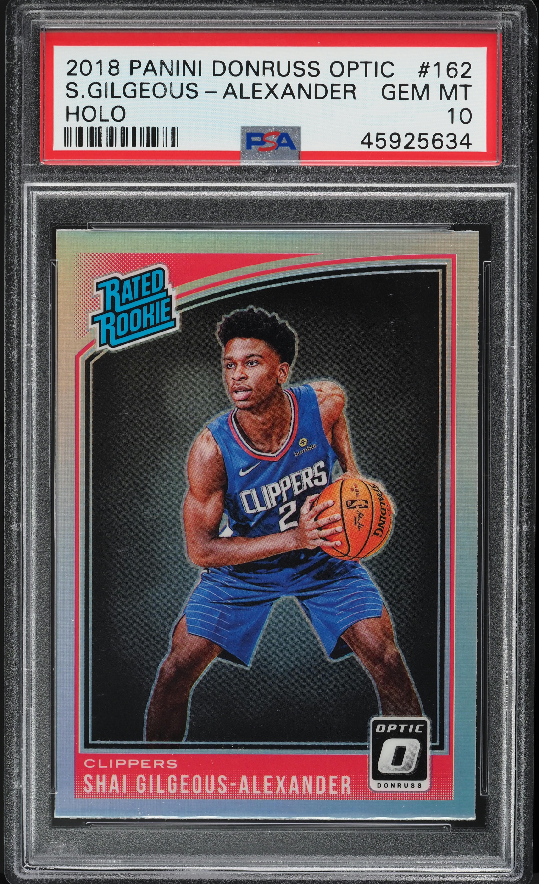 2018 Donruss Optic Holo Shai Gilgeous-Alexander ROOKIE #162 PSA 10 GEM MINT