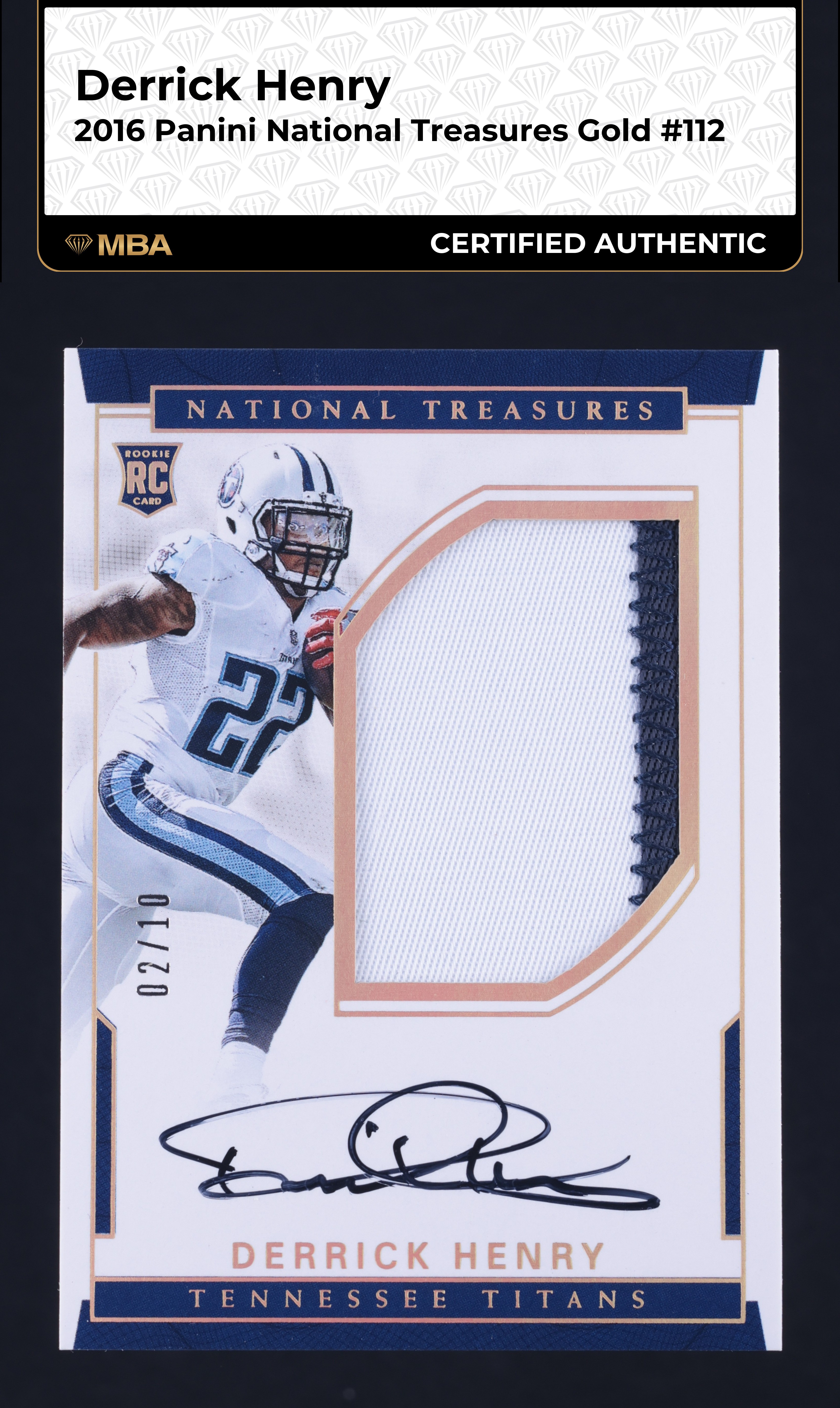 2016 National Treasures Gold Derrick Henry ROOKIE PATCH AUTO /10 #112 MBA AUTH