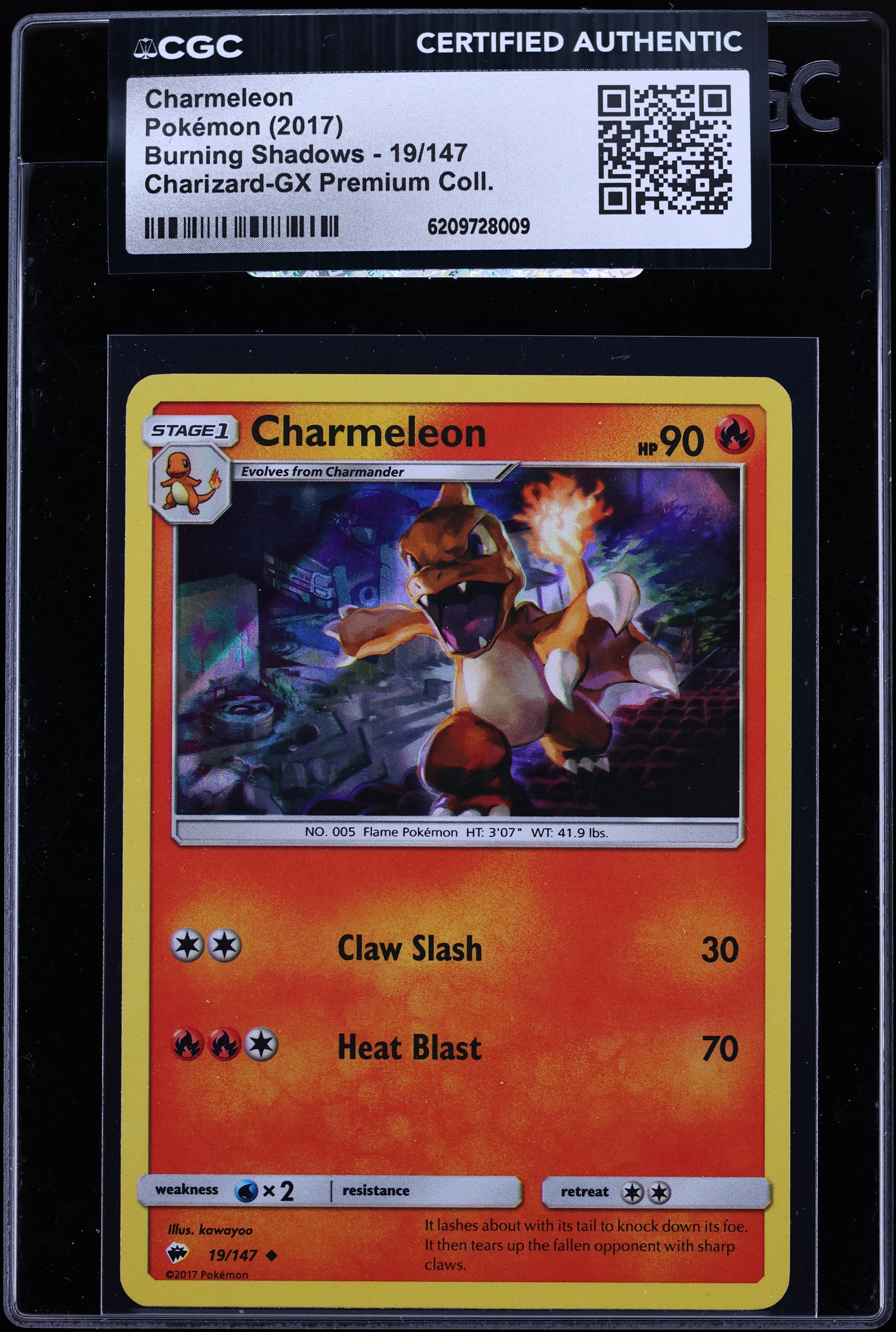 2017 Pokemon Burning Shadows Charizard-GX Premium Coll. Charmeleon #19 CGC AUTH