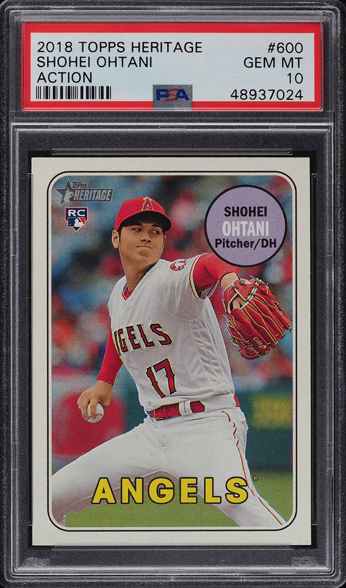 2018 Topps Heritage Action Shohei Ohtani ROOKIE RC #600 PSA 10 GEM MINT
