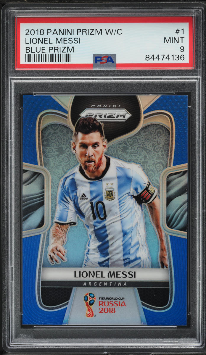 2018 Panini Prizm World Cup Blue Lionel Messi /199 #1 PSA 9 MINT