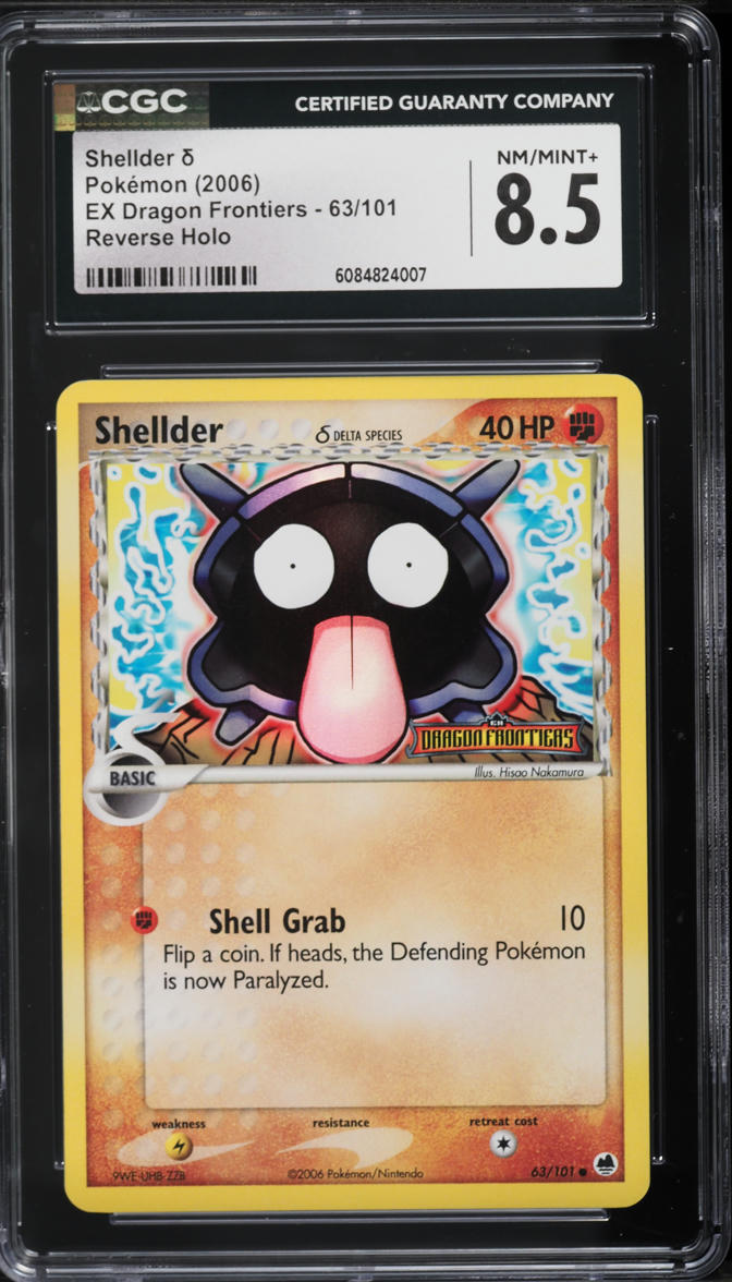 2006 Pokemon EX Dragon Frontiers Reverse Holo Shellder #63 CGC 8.5 NM-MT+