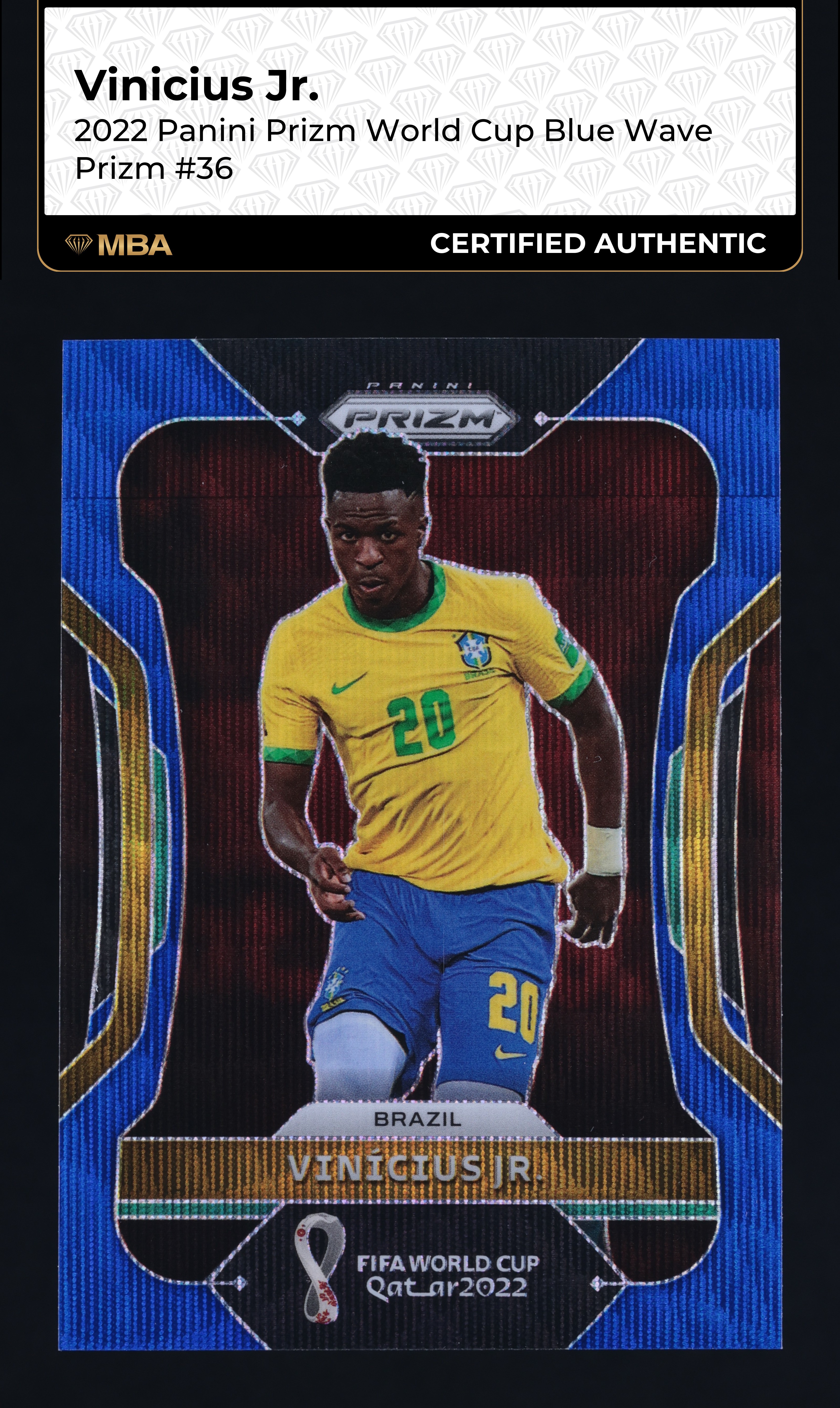 2022 Panini Prizm World Cup Blue Wave Vinicius Jr. /199 #36 MBA AUTH