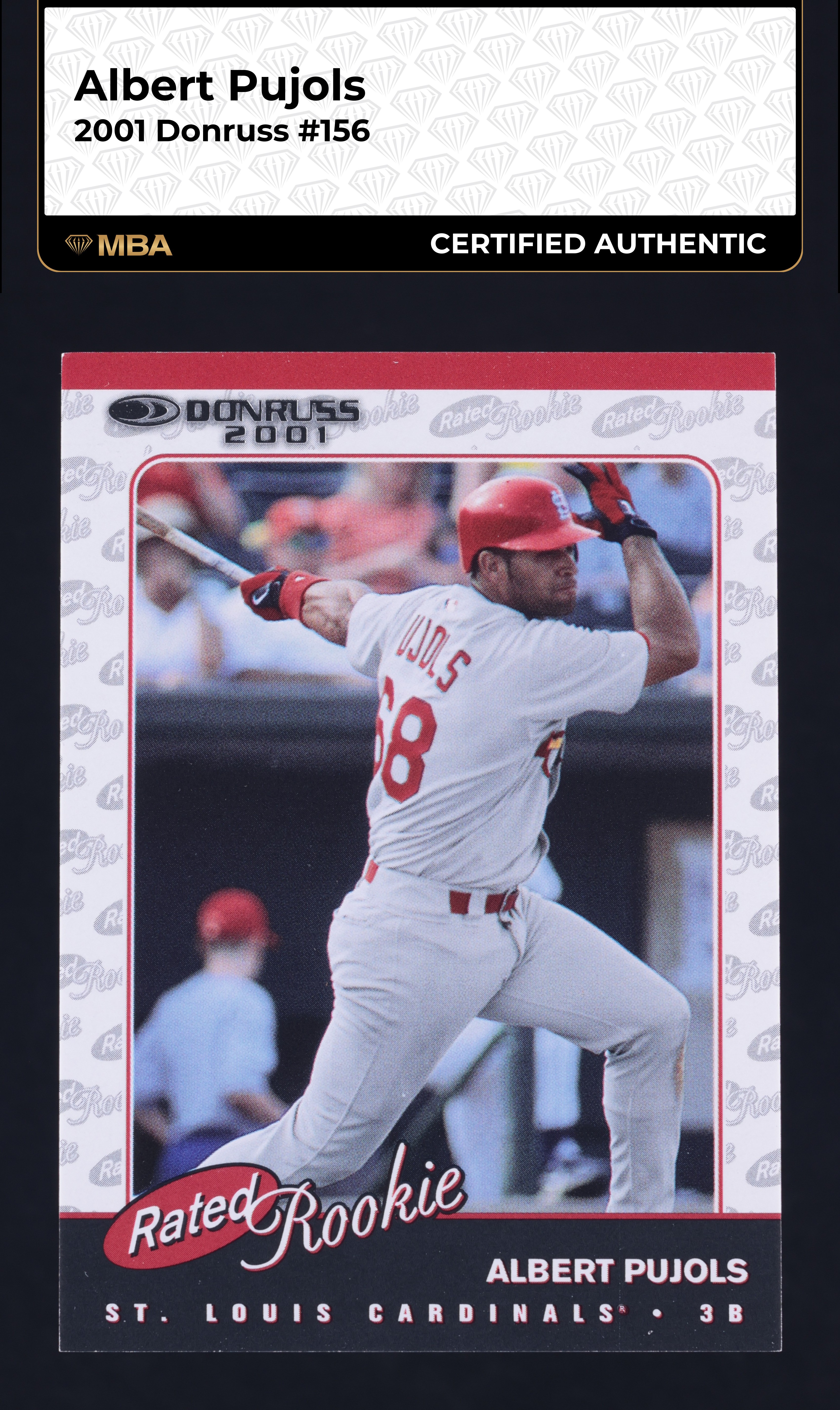 2001 Donruss Albert Pujols ROOKIE /500 #156 MBA AUTH
