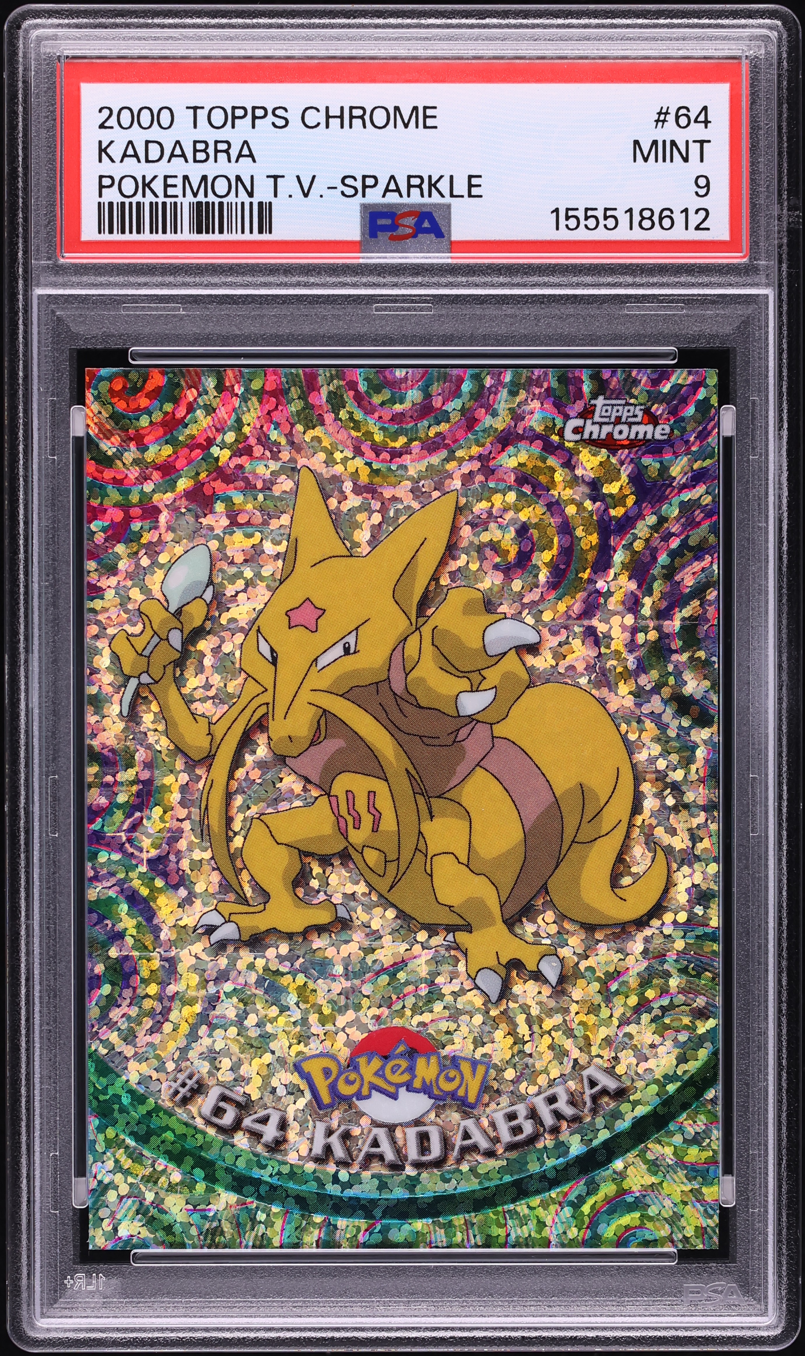 2000 Topps Chrome Pokemon Series 1 Sparkle Kadabra #64 PSA 9 MINT