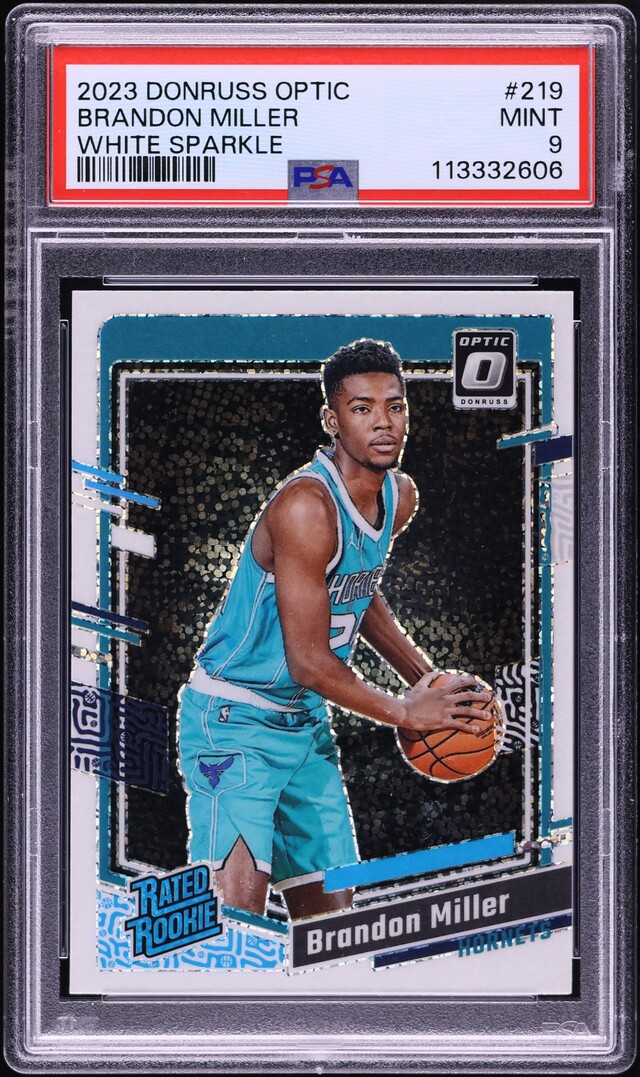 2023 Donruss Optic White Sparkle Brandon Miller ROOKIE #219 PSA 9 MINT