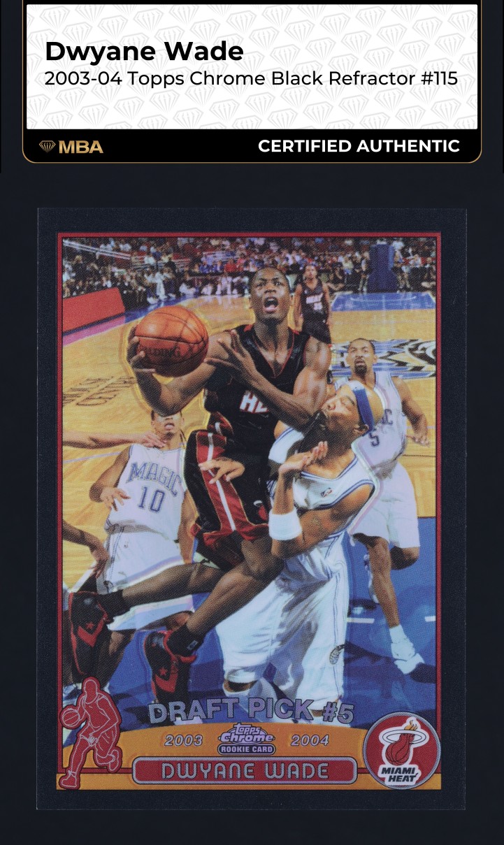 2003 Topps Chrome Black Refractor Dwyane Wade ROOKIE /500 #115 MBA AUTH