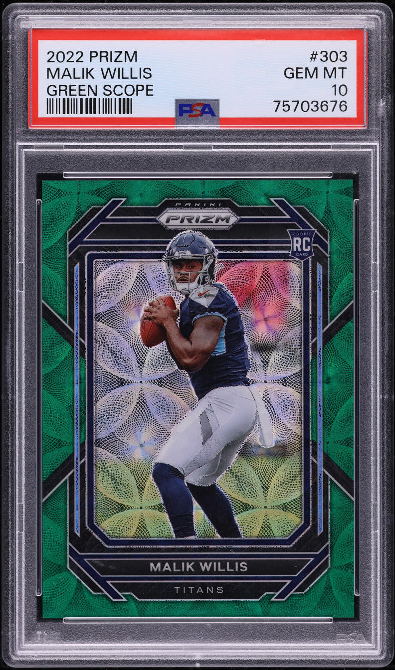 2022 Panini Prizm Green Scope Malik Willis ROOKIE /75 #303 PSA 10 GEM MINT