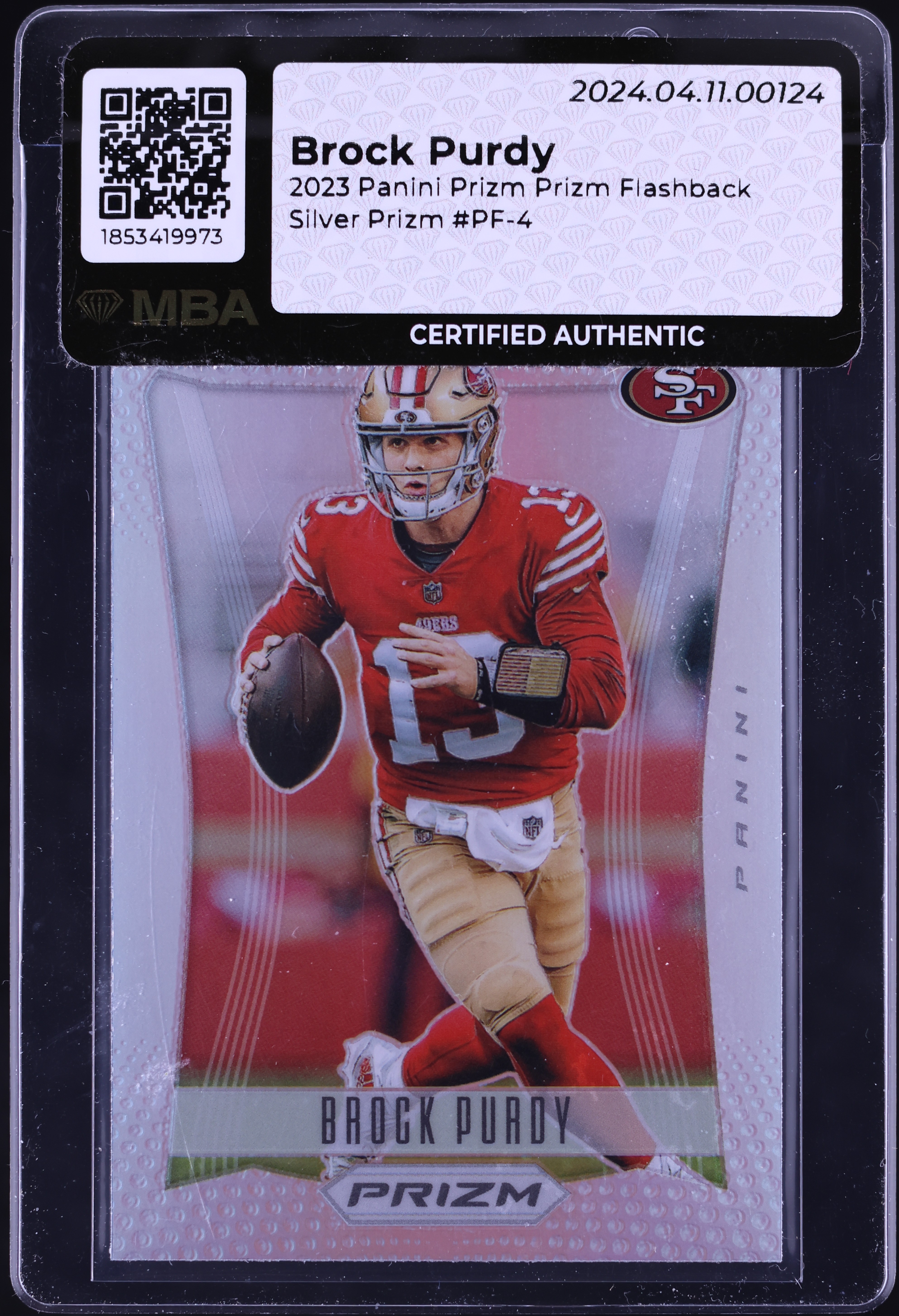 2023 Panini Prizm Flashback Silver Brock Purdy #PF-4 MBA AUTH