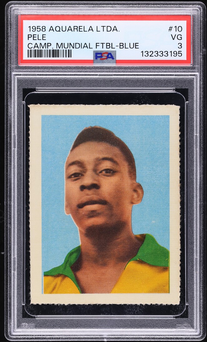 1958 Editora Aquarela Soccer Blue Number Pele ROOKIE #10 PSA 3 VG